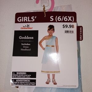 Girls' Goddess Halloween Costume Dress with Headband Size 6/6X